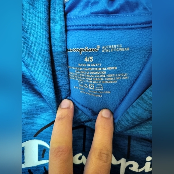 Champion sweatshirt hoodie hooded pullover boys athletic size 4-5 blue toddler - Picture 4 of 6